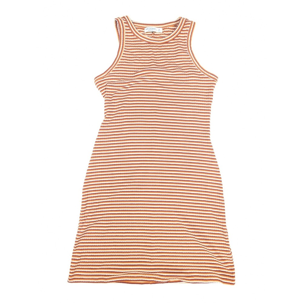 Arizona Jeans Co. Orange White Striped Sleveless Tank Dress Women's Size Medium